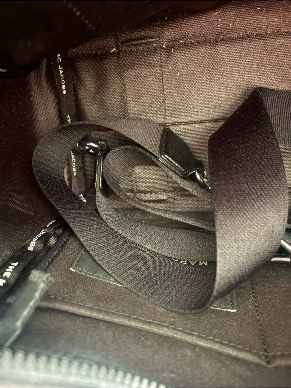 Marc Jacobs Black Canvas Tote Bag with White Logo. 13"W x 10"H x 7"D. (Interior - Picture 12 of 12